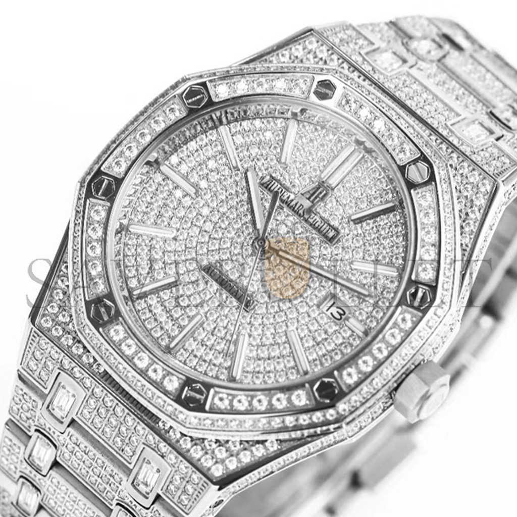 audemars P*g*et royal oak 41 diamonds steel watch 15400st.oo.1220st.01